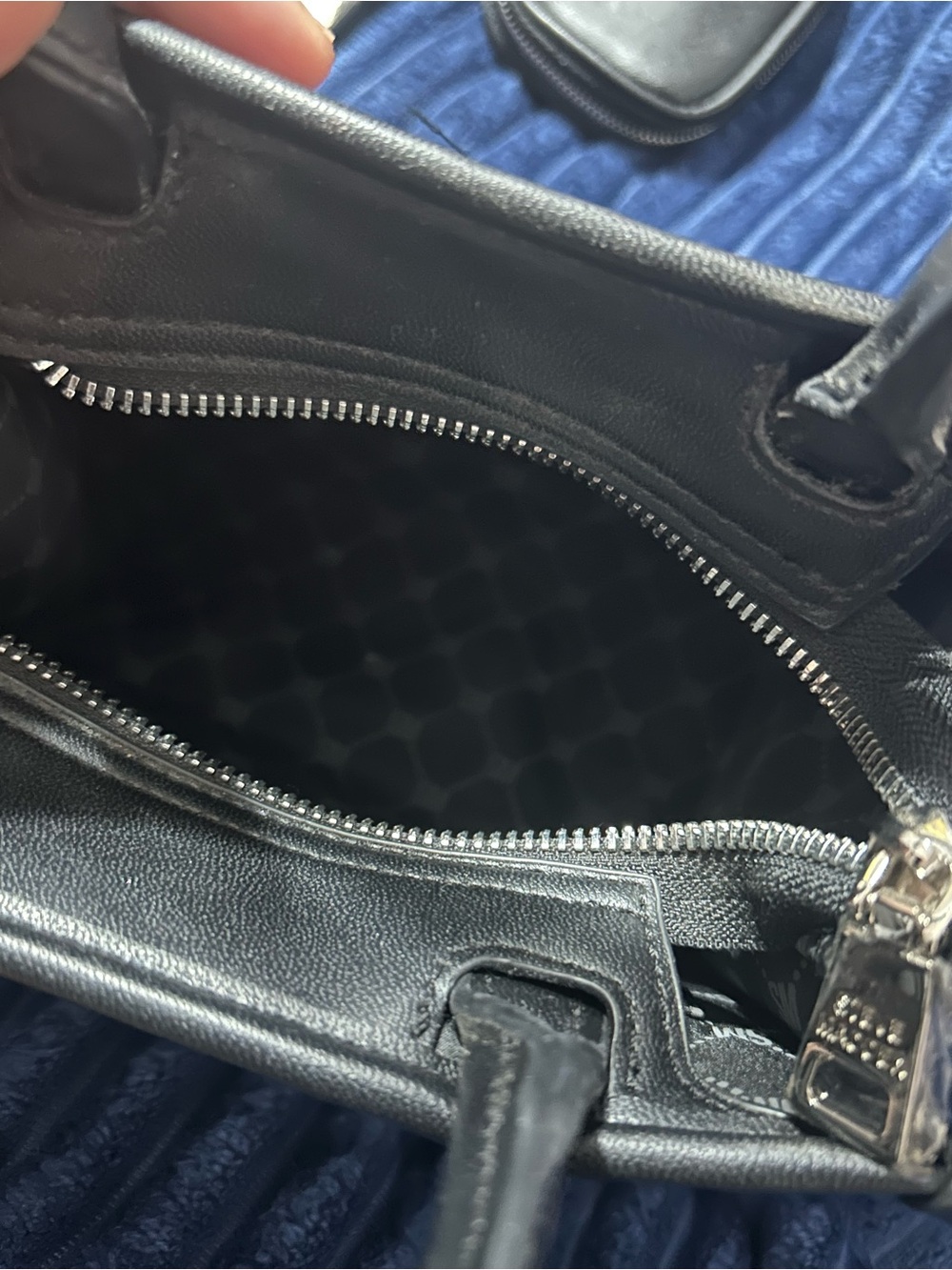 Steve Madden Black Quilted Mini Satchel with Branded Strap and Pouches - Picture 8 of 10